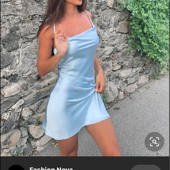 blue satin dress short